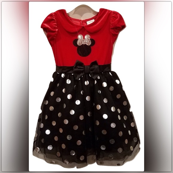 Disney Other - Disney Mickey Mouse Girl Velvet W/ Tulle Dress Sz5